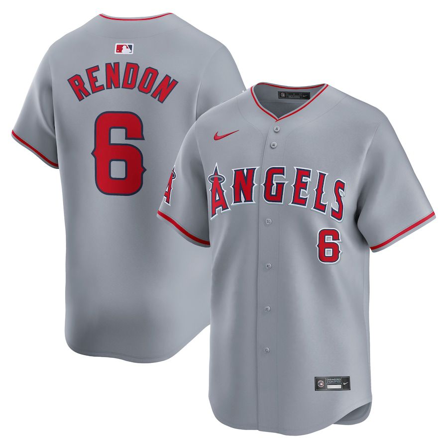 Men Los Angeles Angels 6 Anthony Rendon Nike Gray Away Limited Player MLB Jersey